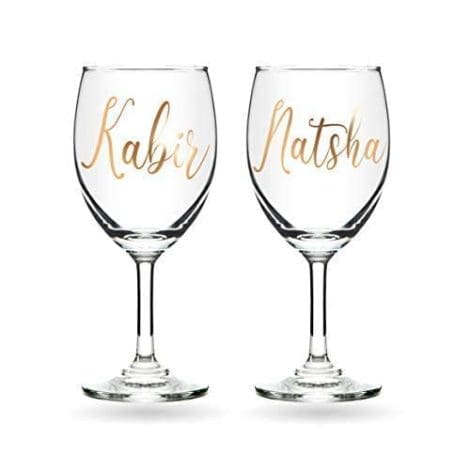 AICA Custom Engraved Red Wine Glasses with GiftBox – 230ml, Set of 2 | Perfect gifts for special occasions.