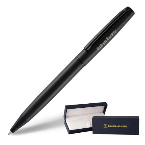 Dayspring Pens Richmond Matte Black Ballpoint Pen is a distinct personalized gift pen with engraved name or message.