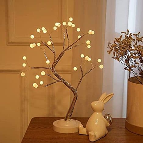 Pearl Node Lamp: Festive tabletop tree lamp with touch switch, perfect for holiday decoration. Battery/USB operated.