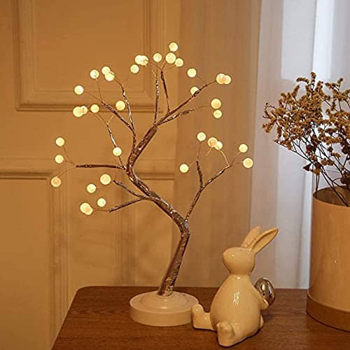 ignitate Tabletop Pearl Bonsai Tree Light Touch Switch DIY Artificial Light Tree Lamp Decoration Festival Holiday Battery/USB Operated (Pearl Node Lamp)