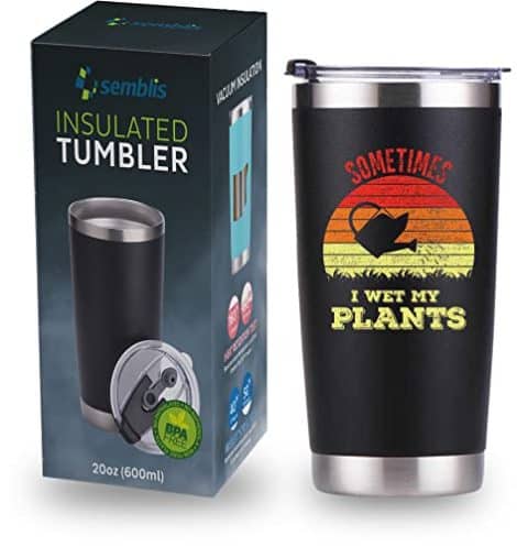 Get the Semblis 20oz Coffee Tumbler – Perfect Gift for Gardeners – Funny Present for Parents (Waterlogged Plants).