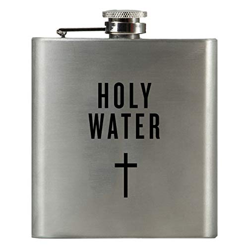 HOLY Water | Damn Fine Hip Flask | 6oz Stainless Steel | Funny Men's, Religious, Atheist Gift for Whiskey, Church, and Jesus Lovers | Give One to Your Pastor!