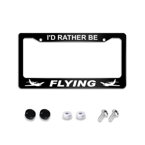 Funny Flying License Plate Frame in black metal aluminum, ideal for Indian car owners.