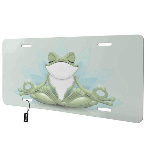 Funny and Cute Yoga Frog License Plate Cover for Car, Perfect Gift for Indian Men and Women.