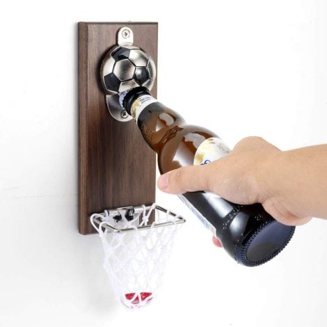 Magnetic Soccer Bottle Opener with Cap Collector: Perfect for Soccer Fans and Beer Enthusiasts. Ideal Bar Decoration and Gift.