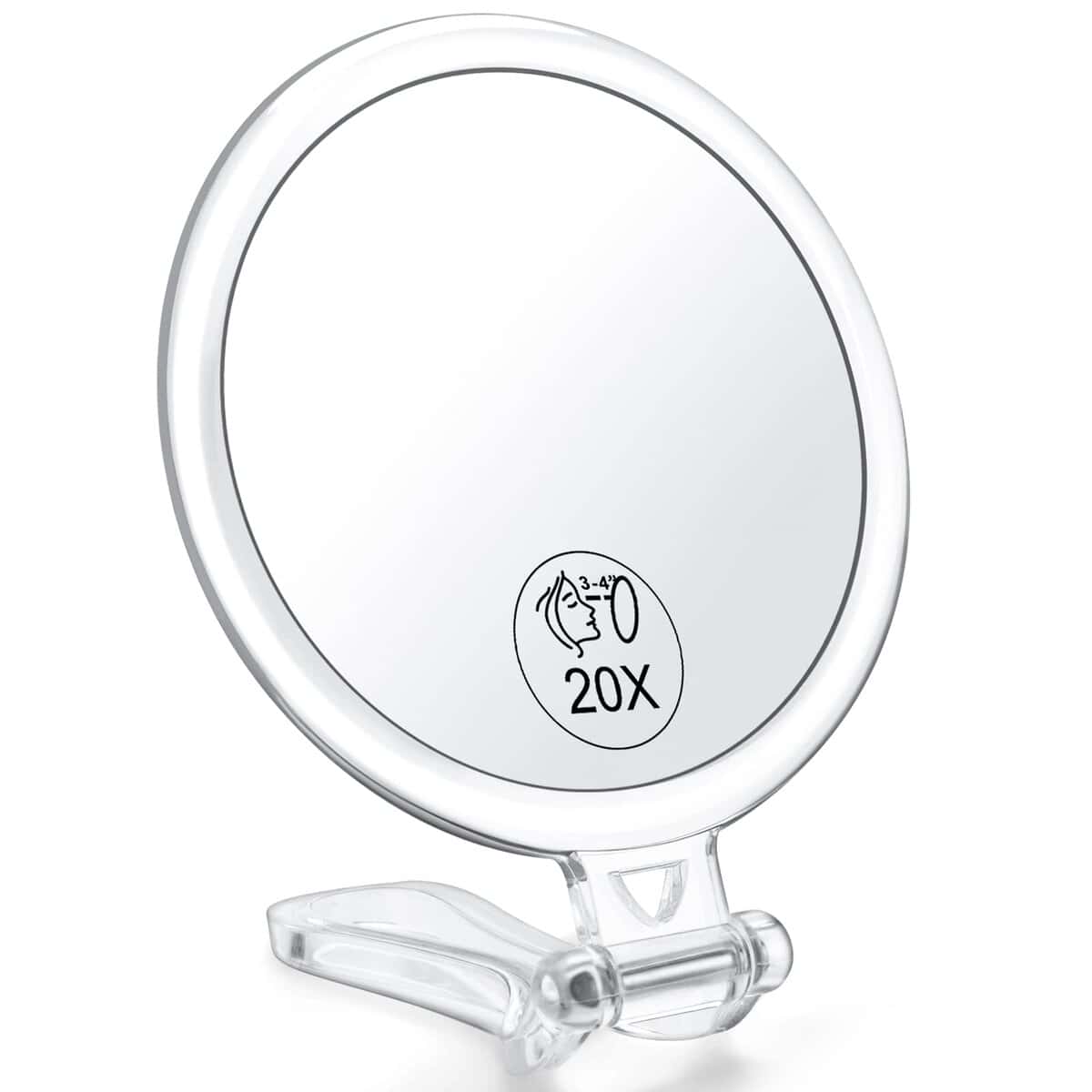 20x Magnifying Mirror, AMISCE Travel Handheld Mirror - 2-Sided Hand Held Mirror with 1X 20X Magnification & Adjustable Handle/Stand, Portable Small Travel Makeup Mirror, Girl Women Mother's Gift