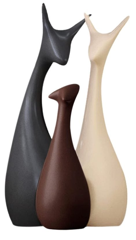 Xtore® Home Decor Lucky Deer Family – A set of 3 beautiful matte brown ceramic figures perfect for your home.