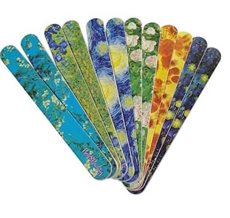 New8Beauty Emery Board Famous Art (12-Pack) – Travel-size Nail Files – High-quality Gift for both Genders.