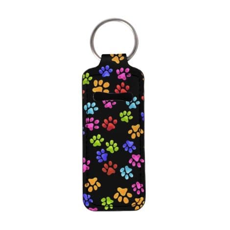 COEQINE Keychain for Women Girls, Colorful Paws Chapstick Holder, Convenient Lip Balm Sleeve Pouch in One Size.