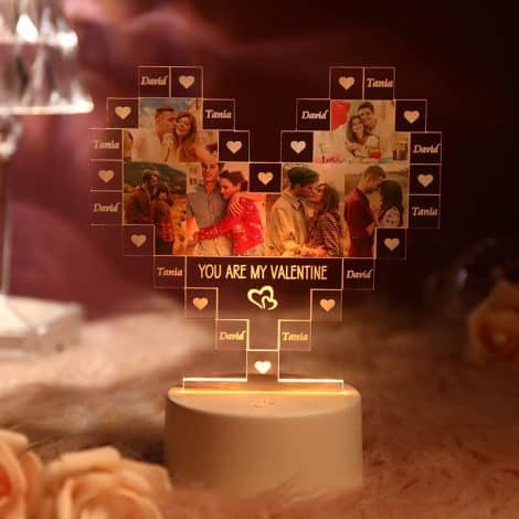 Create your own 3D Illusion Heart Shaped Photo Lamp with Remote Control – Perfect Personalized Gift for special occasions.