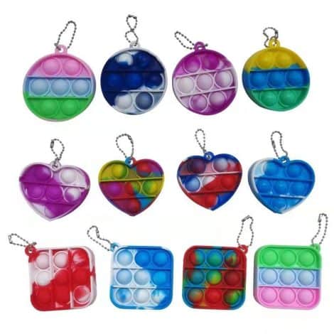 Colorful sensory toy keychain with pop bubble fidget, perfect for parties, gifts, and stocking stuffers.