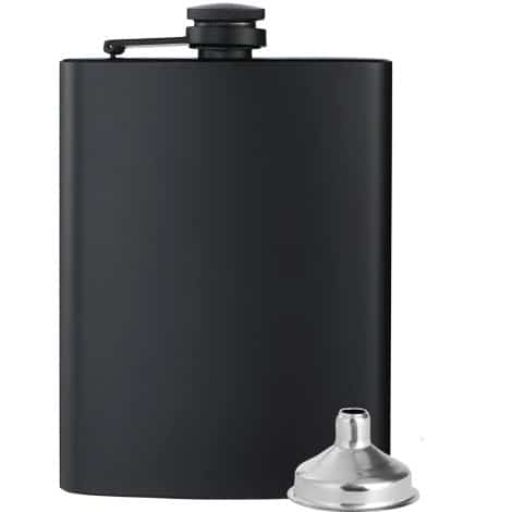 Black Stainless Steel Flask with Funnel Set, ideal for Wedding Gifts, Birthday Presents, for both Men & Women.