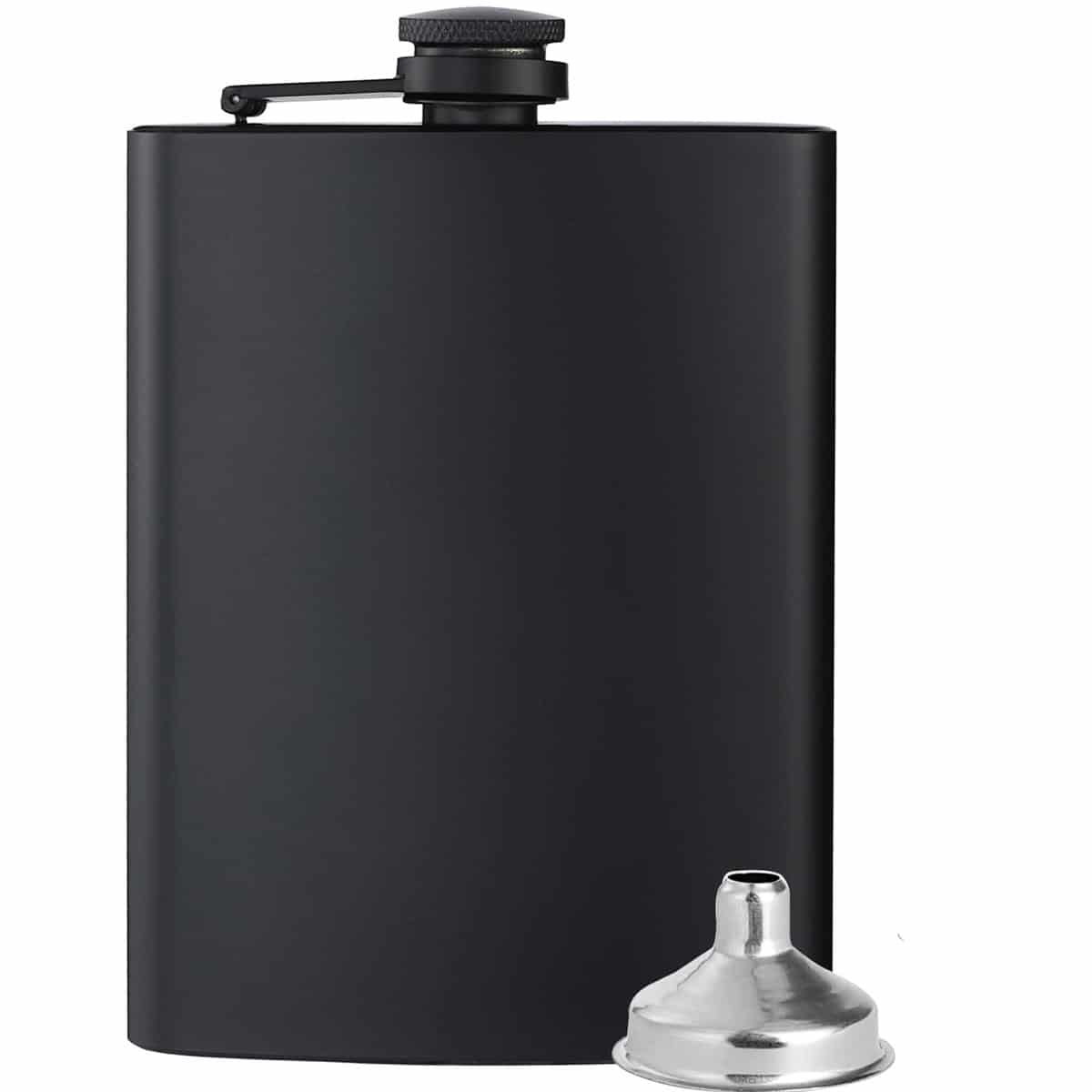 Hip Flasks for Liquor for Men & Women 1 pcs 8Oz Matte Black Stainless Steel Flask with 1 pcs Funnels for Wedding Party Groomsman Bridesmaid Birthdays Gift