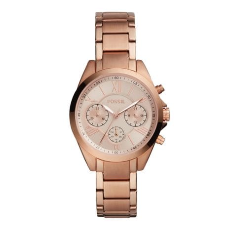 Trendy Fossil ladies’ watch with a stylish analog rose gold dial – perfect for Indian women.