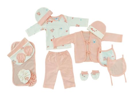 Gift set for newborns, including 14 cotton clothing pieces with full sleeves, suitable for boys and girls (0-3 months).