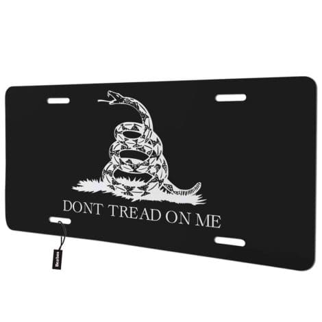 Snake Silhouette License Plate Cover with “Don’t Tread on Me” for Car, Unique Gift for Indians.