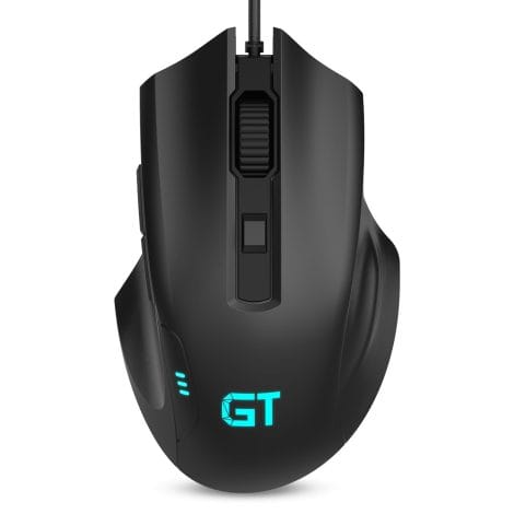 Black RaceGT Mouse with 7 RGB lighting modes, 3600 DPI, and 6 buttons for Windows/PC/Mac/Laptop gaming.