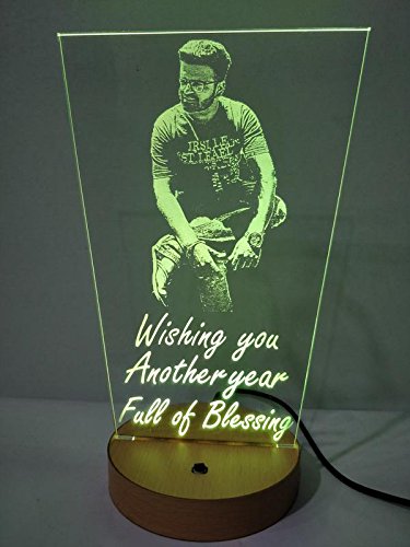 12 Watt LED Multicolor Lamp with Photo and Message, designed by Elle in brown color (DERP1).