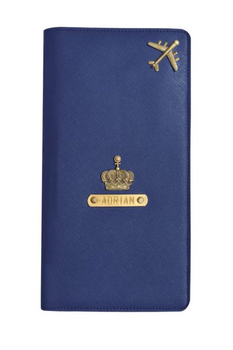 Customized Dark Blue PU Leather Travel Passport Cover Holder Cum Wallet for Men and Women.