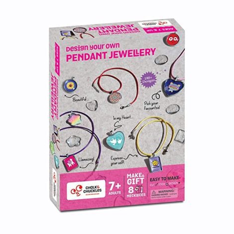 Creative DIY Toy for Kids, the Chalk and Chuckles Art and Craft Pendant Jewellery Making Kit. Perfect gift for girls aged 7 and above. Available in metal and multiple colors.