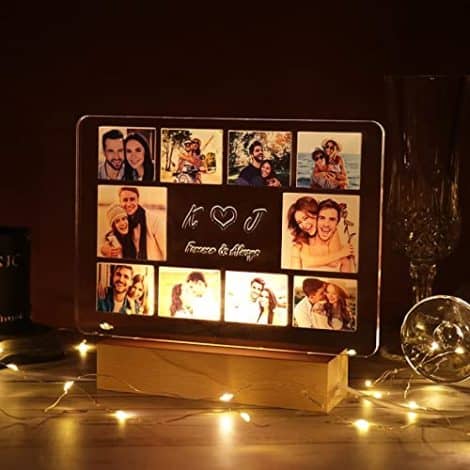 Customized 3D Collage Photo Light with Remote Control & Name, perfect for Couple’s Birthday or Anniversary! (20X22 Cm)