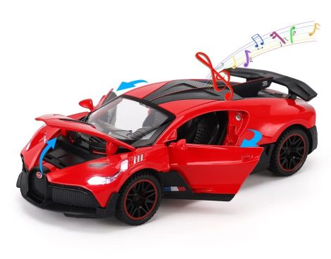 Multicolor Bugatti Divo Model Car with Lights, Music, and Pull Back Function – Perfect Supercar Toy for Kids!