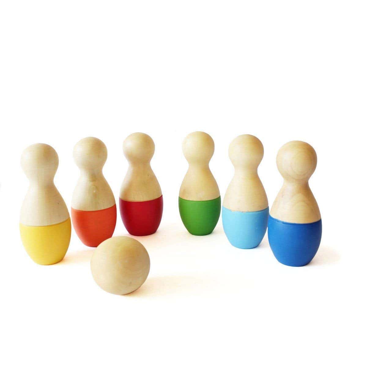 Shumee Wooden Mini Bowling Pins Toy Set (2 Years+) - Non Toxic| Indoor & Outdoor Fun Learning Game| Light Weight & Easy to Carry