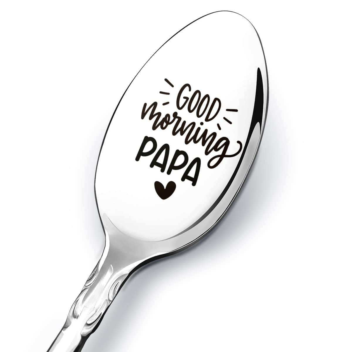 Great Papa Gifts from Granddaughter Grandson Wife, Funny Good Morning Papa Spoon Engraved Stainless Steel, Tea Coffee Lovers Gifts for Men Papa, Best Birthday Valentine Christmas Gift