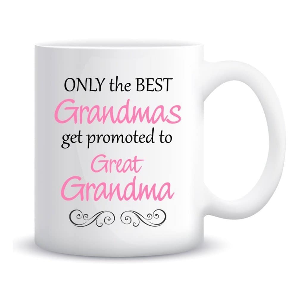 ZaH Mug Gift Coffee Mugs for Mum Dad Grandma Grandpa, Ceramic Mugs Tea Cup for Mother's Day Father's Day Christmas Birthday, Mug 12 OZ Pink, ONLY The Best Grandmas get Promoted to Great Grandma