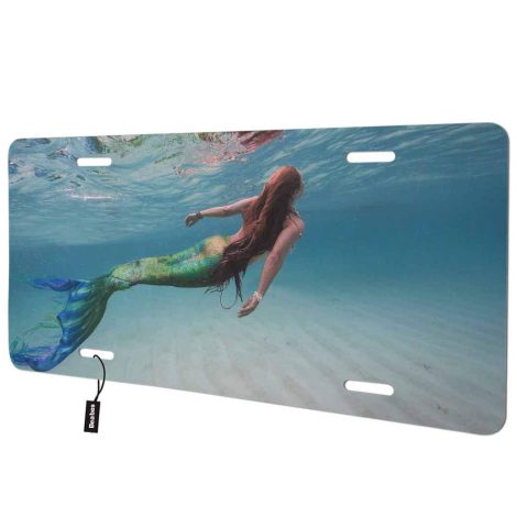 Beabes Enchanting Mermaid License Plate Cover: Stunning Underwater Decor for Your Car, Unique Gift for Indian Drivers.