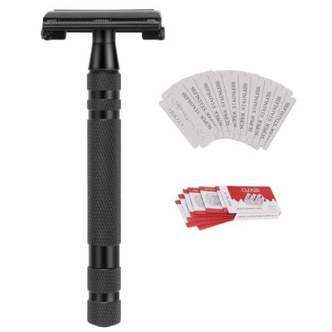 Get a PerPro Butterfly Open Double Edge Safety Razor with 10 Blade Refills for a clean shave. Perfect for men, a great gift for your loved ones.