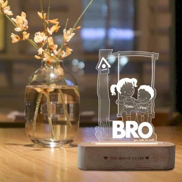 ZOCI VOCI Personalized Engraved Lamp -Rakhi Gift for Brother and Sister or Siblings | Unique Gift for Rakhi (BRO)