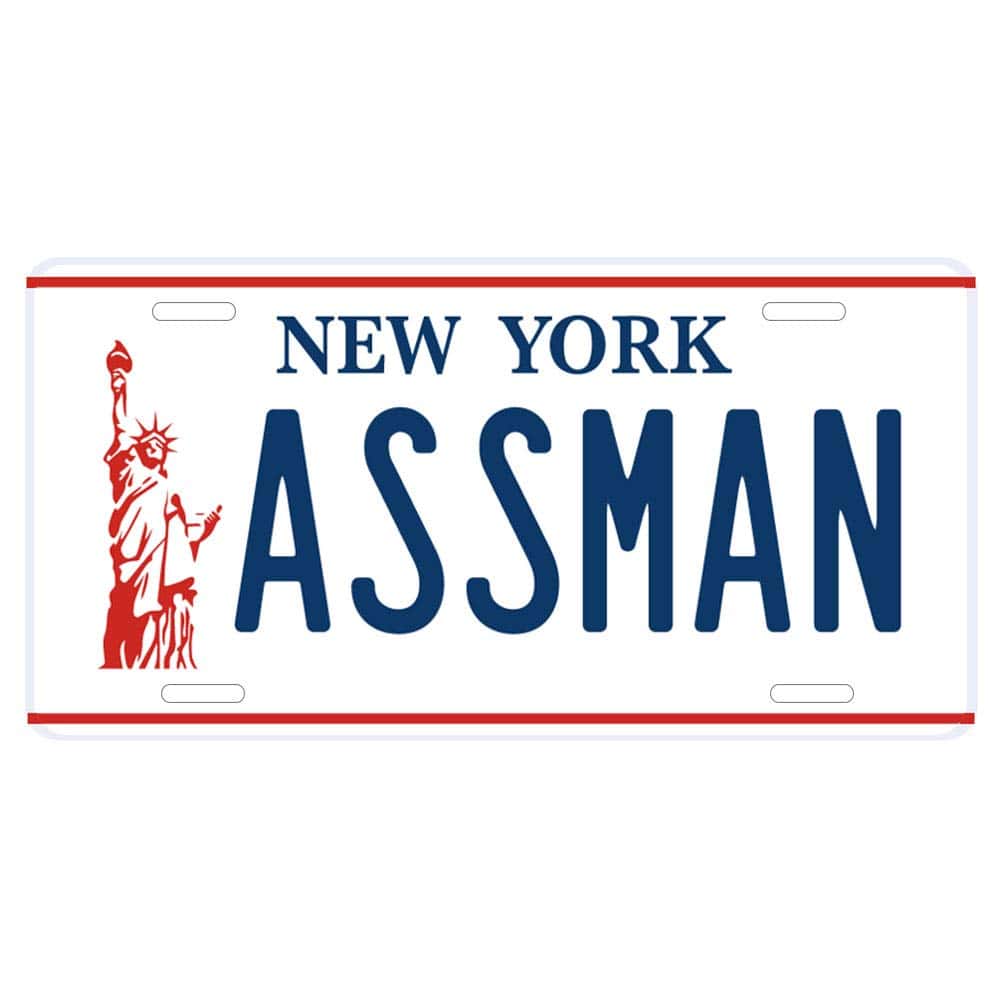 Embossed Prop Number Tag, Assman, Vanity License Plate, Seinfeld | Cosmo Kramer | (Aluminum, Non-Distressed)