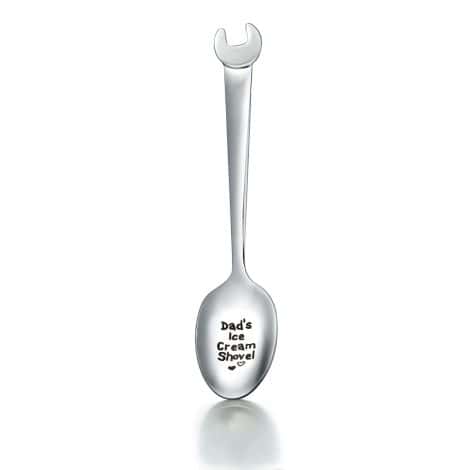 Engraved Stainless Steel Spoon for Dad’s Ice Cream – Perfect Gift for Him on Birthday or Christmas.