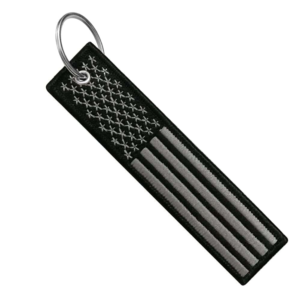 Flag Keychain Tag with Key Ring, EDC for Motorcycles, Scooters, Cars and Gifts (USA Blackout)