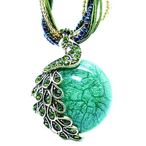 Zonman® Exquisite Opal Phoenix Peacock Necklace: Perfect Valentine’s Day Gift for Indian women who love Retro Bohemia Style.