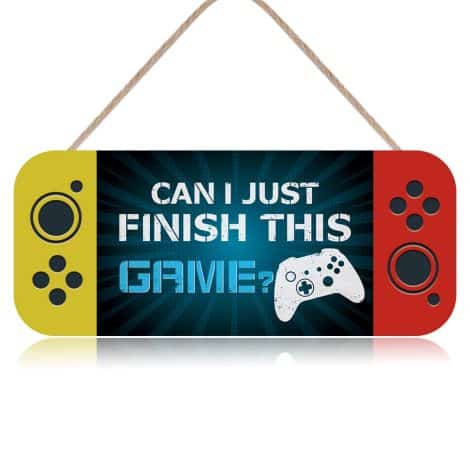 Funny gaming door sign for Indian gamers, “Let me finish this game” plaque for playroom, bedroom, or kids room.