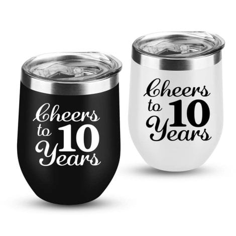 10th Anniversary Wedding Gifts for Indian Couple – Tin Wedding Decorations, 2 Pack 12oz Wine Tumbler.