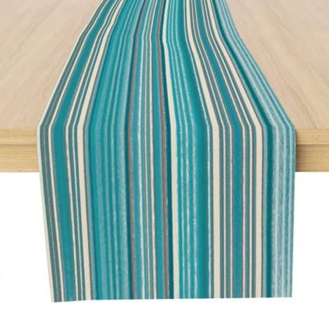 Teal Table Runner with Turquoise Stripes, Perfect Decoration for Dining Room, Kitchen, and Holiday Parties.