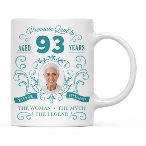 Customized 11oz Coffee Mug with Vintage Wine Whiskey Design for a 93rd Birthday Gift, Perfect for Sister, Grandma, Wife.