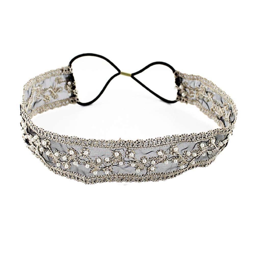 Elastic Ribbon Classic Headbands, Elegent Luxury Handmade Crystal Rhinestone Jewelry Beads Bridal Evening Pageants Proms Birthday Gift Headband Satin Ribbon Hiarband Headwrap Hair (Black)