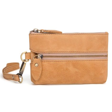 Yohora Authentic Leather Wallet for Women with Zipper, Coin Purse, and Card Holder in Light Brown.