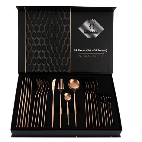 Get 24 pieces of gorgeous rose gold cutlery set for 6 people—a perfect Secret Santa gift!