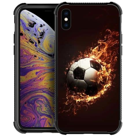 DJSOK iPhone XR Case: Football Fire design for Indian fans, protects your phone from scratches and shocks.