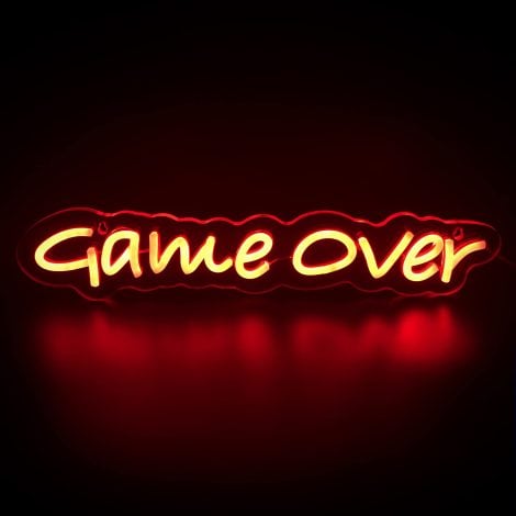 Gaming Room Decor: Game Over Neon Sign with USB, Adjustable Lights; Perfect Gift for Indian Gamers, Teens, Men.