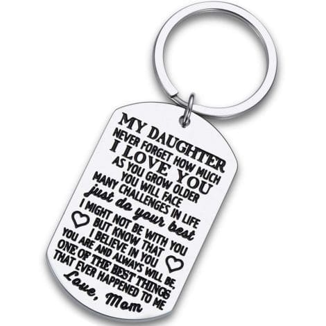 Christmas gift keychain from parents for daughters, inspiring stocking stuffer suitable for teens, women, girls, and occasions.