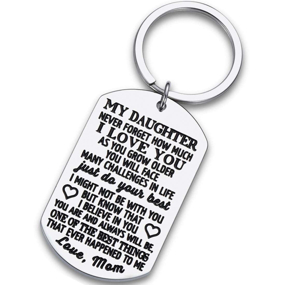 to My Daughter Keychain Christmas Gifts for Daughter from Mom Dad Father Inspirational Stocking Stuffers for Her from Teen Adult Women Teenage Girls Kids Birthday Gradation Wedding Presents