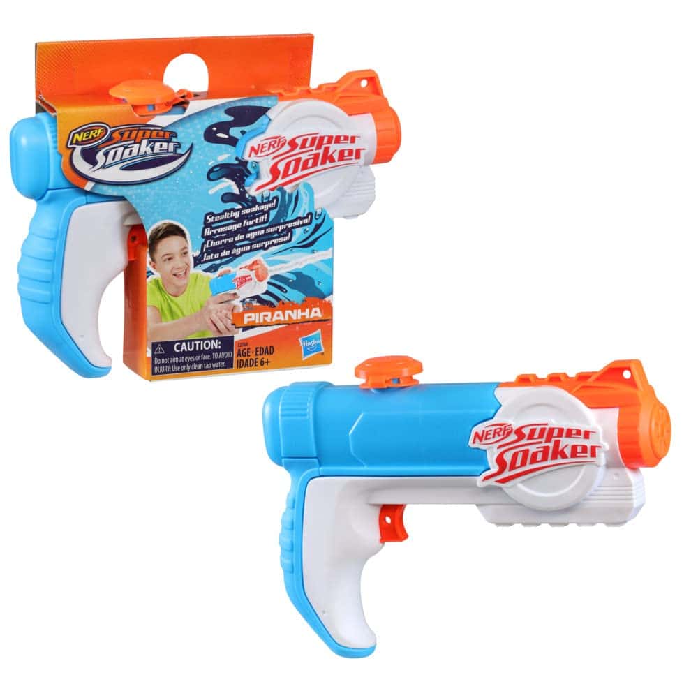 Nerf Super Soaker Piranha Water Blaster, 6 Fluid Ounce Tank Capacity, Trigger Action, Water Toys for 6 Year Old Boys and Girls, Outdoor Games, Branded Holi Pichkari Toys for Kids