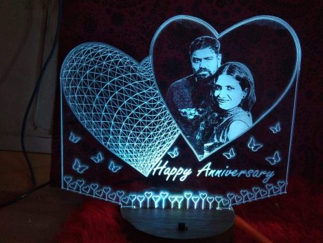 Apna Photo® Heart Shape 3D Illusion Photo LED Lamp with Remote for Personalized Photos and Names (Multicolor).