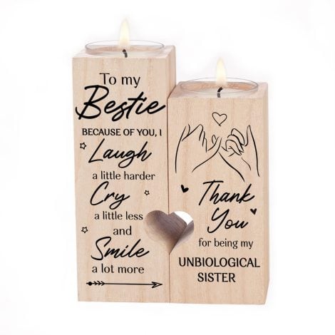 Personalized wooden candle holder for your best friend, perfect for birthdays or friendship celebrations!